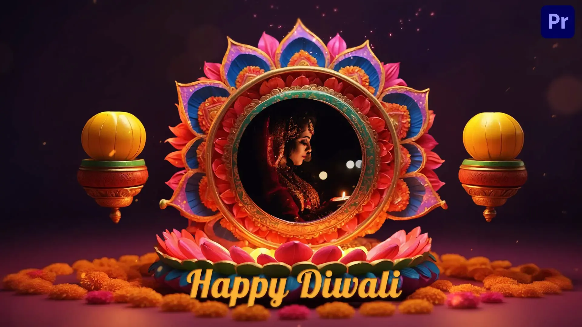 Premium 3D Floral Happy Diwali Slideshow